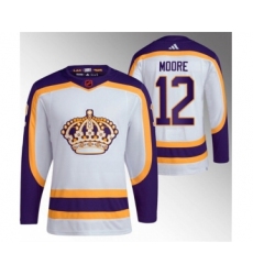 Men's Los Angeles Kings #12 Trevor Moore White 2022 Reverse Retro Stitched Jersey