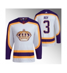 Men's Los Angeles Kings #3 Matt Roy White 2022 Reverse Retro Stitched Jersey