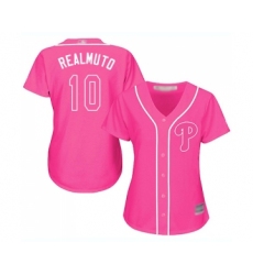 Women's Philadelphia Phillies #10 J. T. Realmuto Replica Pink Fashion Cool Base Baseball Jersey