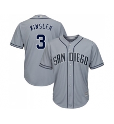 Men's San Diego Padres #3 Ian Kinsler Replica Grey Road Cool Base Baseball Jersey