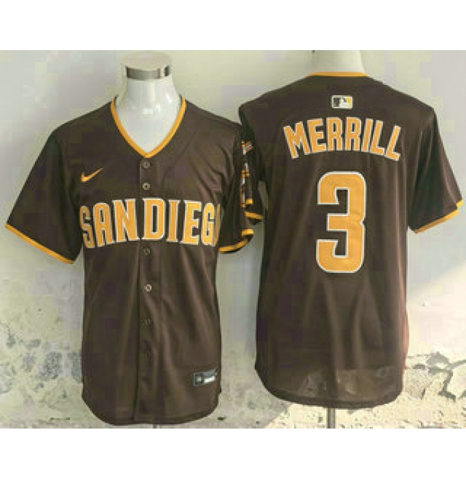 Men's San Diego Padres #3 Jackson Merrill Brown Limited Stitched Jersey