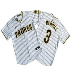 Men's San Diego Padres #3 Jackson Merrill White Pinstripe Limited Stitched Jersey