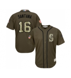Men's Seattle Mariners #16 Domingo Santana Authentic Green Salute to Service Baseball Jersey