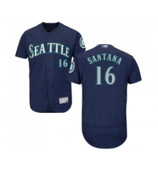 Men's Seattle Mariners #16 Domingo Santana Navy Blue Alternate Flex Base Authentic Collection Baseball Jersey