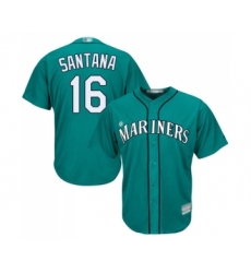 Youth Seattle Mariners #16 Domingo Santana Replica Teal Green Alternate Cool Base Baseball Jersey