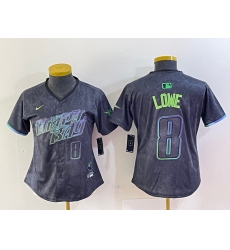 Women's Tampa Bay Rays #8 Brandon Lowe Charcoal 2024 City Connect Player Number Limited Cool Base Jersey
