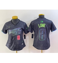 Women's Tampa Bay Rays #8 Brandon Lowe Charcoal 2024 City Connect Player Number Limited Cool Base Jerseys