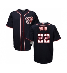 Men's Washington Nationals #22 Juan Soto Authentic Navy Blue Team Logo Fashion Cool Base Baseball Jersey