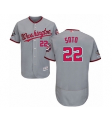 Men's Washington Nationals #22 Juan Soto Grey Road Flex Base Authentic Collection 2019 World Series Champions Baseball Jersey