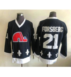 Men's Quebec Nordiques #21 Peter Forsberg White CCM Throwback Stitched NHL Jersey