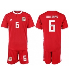 Wales #6 Williams Home Soccer Country Jersey