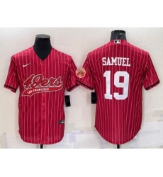 Men's San Francisco 49ers #19 Deebo Samuel Red With Patch Cool Base Stitched Baseball Jersey