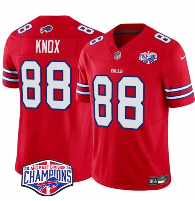 Men's Buffalo Bills #88 Dawson Knox Red F.U.S.E. 2024 AFC East Division Champions Vapor Limited Stitched Football Jersey