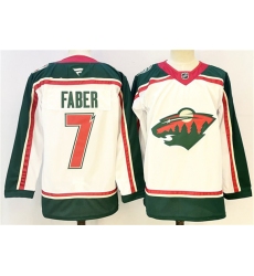 Men's Minnesota Wild #7 Brock Faber White 2025 25th Anniversary Stitched Hockey Jersey