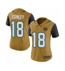 Women's Jacksonville Jaguars #18 Chris Conley Limited Gold Rush Vapor Untouchable Football Jersey