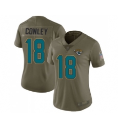 Women's Jacksonville Jaguars #18 Chris Conley Limited Olive 2017 Salute to Service Football Jersey