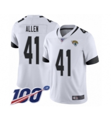 Men's Jacksonville Jaguars #41 Josh Allen White Vapor Untouchable Limited Player 100th Season Football Jersey