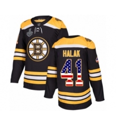 Men's Boston Bruins #41 Jaroslav Halak Authentic Black USA Flag Fashion 2019 Stanley Cup Final Bound Hockey Jersey