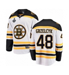 Men's Boston Bruins #48 Matt Grzelcyk Authentic White Away Fanatics Branded Breakaway 2019 Stanley Cup Final Bound Hockey Jersey