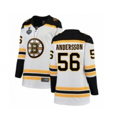 Women's Boston Bruins #56 Axel Andersson Authentic White Away Fanatics Branded Breakaway 2019 Stanley Cup Final Bound Hockey Jersey