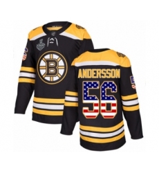 Youth Boston Bruins #56 Axel Andersson Authentic Black USA Flag Fashion 2019 Stanley Cup Final Bound Hockey Jersey