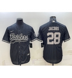 Men's Las Vegas Raiders #28 Josh Jacobs Black With Patch Cool Base Stitched Baseball Jersey Men's Las Vegas Raiders #28 Josh Jacobs Black With Patch Cool Base Stitched Baseball Jersey