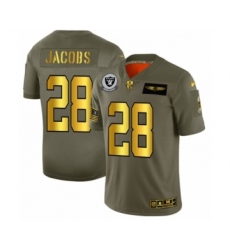 Men's Oakland Raiders #28 Josh Jacobs Limited Olive Gold 2019 Salute to Service Football Jersey