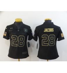 Women's Oakland Raiders #28 Josh Jacobs Black Nike 2020 Salute To Service Limited Jersey