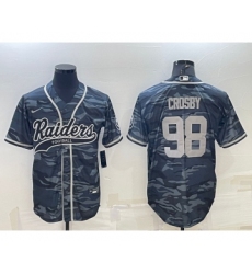 Men's Las Vegas Raiders #98 Maxx Crosby Grey Camo With Patch Cool Base Stitched Baseball Jersey