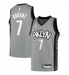 Youth Brooklyn Nets #7 Kevin Durant Jordan Brand Gray 2020-21 Swingman Player Jersey