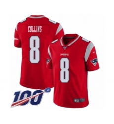 Youth New England Patriots #8 Jamie Collins Limited Red Inverted Legend 100th Season Football Jersey