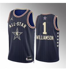 Men's 2024 All-Star #1 Zion Williamson Navy Stitched Basketball Jersey