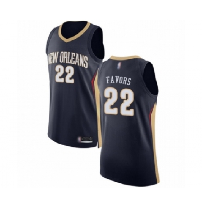 Men's New Orleans Pelicans #22 Derrick Favors Authentic Navy Blue Basketball Jersey - Icon Edition