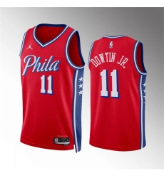 Men's Philadelphia 76ers #11 Jeff Dowtin Jr Red Statement Edition Stitched Jersey