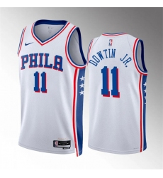 Men's Philadelphia 76ers #11 Jeff Dowtin Jr White Association Edition Stitched Jersey