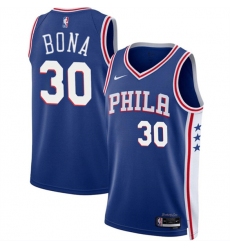 Men's Philadelphia 76ers #30 Adam Bona Royal 2024 Draft Icon Edition Basketball Stitched Jersey