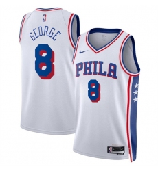 Men's Philadelphia 76ers #8 Paul George White Association Edition Stitched Jersey