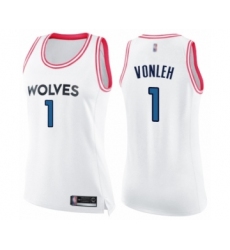 Women's Minnesota Timberwolves #1 Noah Vonleh Swingman White Pink Fashion Basketball Jersey