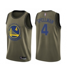 Men's Golden State Warriors #4 Omari Spellman Swingman Green Salute to Service Basketball Jersey