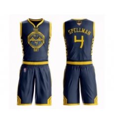 Men's Golden State Warriors #4 Omari Spellman Swingman Navy Blue Basketball Suit Jersey - City Edition