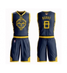 Men's Golden State Warriors #8 Alec Burks Swingman Navy Blue Basketball Suit Jersey - City Edition