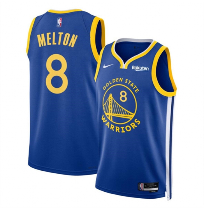 Men's Golden State Warriors #8 De’Anthony Melton Blue Icon Edition Stitched Basketball Jersey