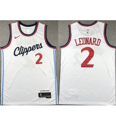 Men's Los Angeles Clippers #2 Kawhi Leonard White Stitched Jersey