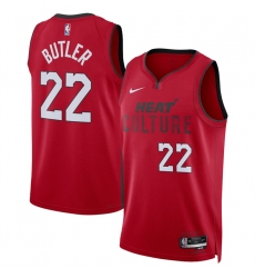 Men's Miami Heat #22 Jimmy Butler Red 2024-25 City Edition Stitched Basketball Jersey