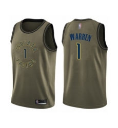 Youth Indiana Pacers #1 T.J. Warren Swingman Green Salute to Service Basketball Jersey
