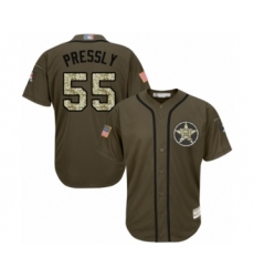 Men's Houston Astros #55 Ryan Pressly Authentic Green Salute to Service Baseball Jersey