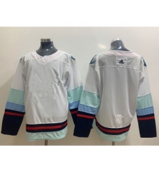 Youth Seattle Kraken Blank Navy White Stitched Adidas NHL Jersey