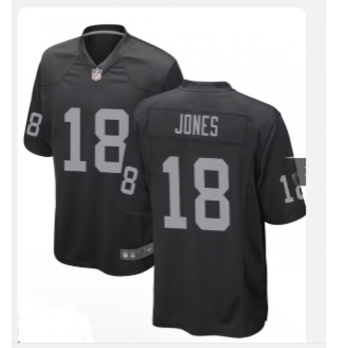 Men's Las Vegas Raiders #18 Jones Black 2024 Draft F.U.S.E. Vapor Football Stitched Jersey