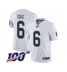 Youth Oakland Raiders #6 A.J. Cole White Vapor Untouchable Limited Player 100th Season Football Jersey