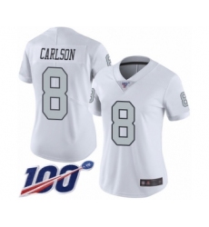 Women's Oakland Raiders #8 Daniel Carlson Limited White Rush Vapor Untouchable 100th Season Football Jersey